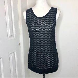 🌵LOFT Black Crescent Knit Tank Top Size Medium